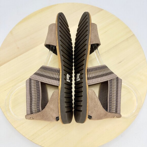 Sorel Ash Brown Ella Suede Leather Strappy Open Toe Flat Sandals Size 5.5 NEW! - Picture 5 of 8